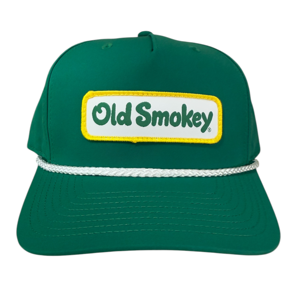 Green cap with 'Old Smokey' logo on a white background