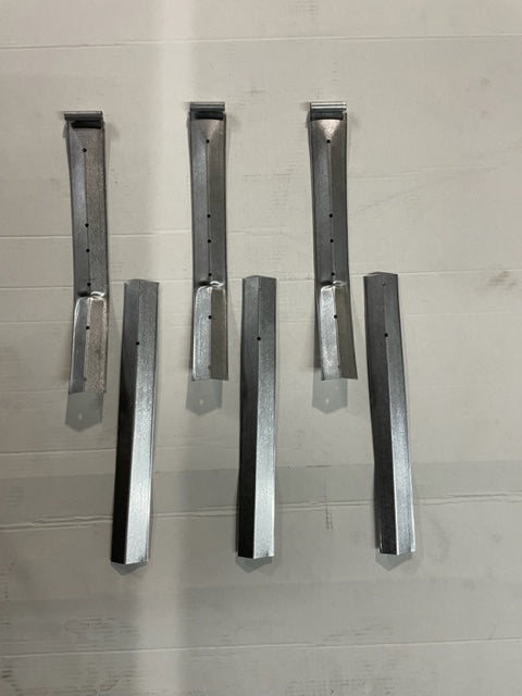 Six Old Smokey Long Leg brackets laid out in a row