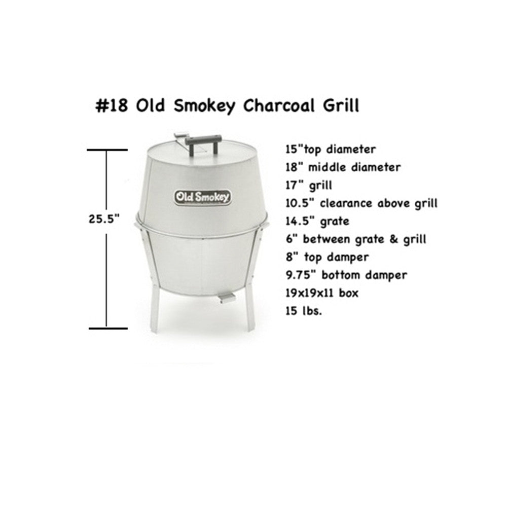 Dimensions of the #18 Old Smokey Charcoal Grill