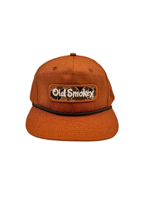 Rope Hat- Twill Orange with Camo Logo Patch