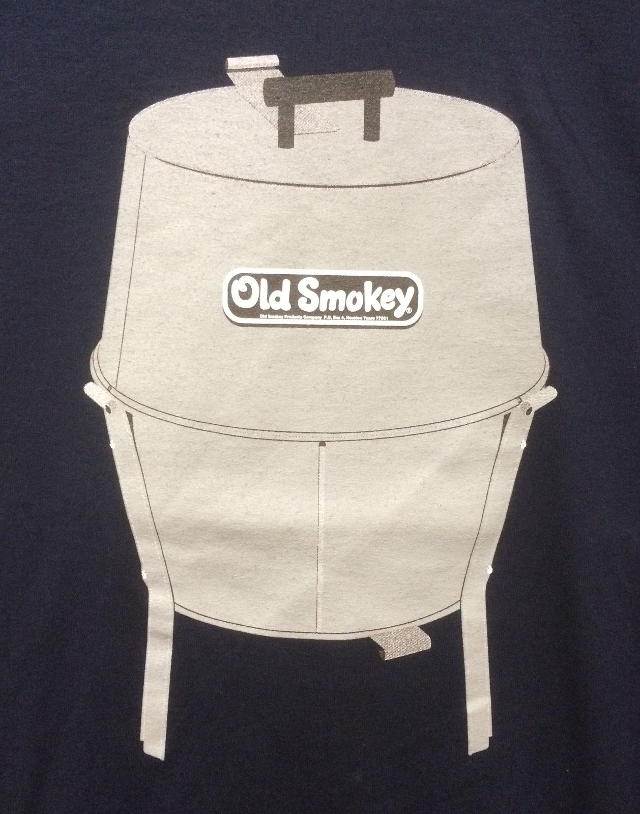 Closeup view of the Old Smokey design on a shirt